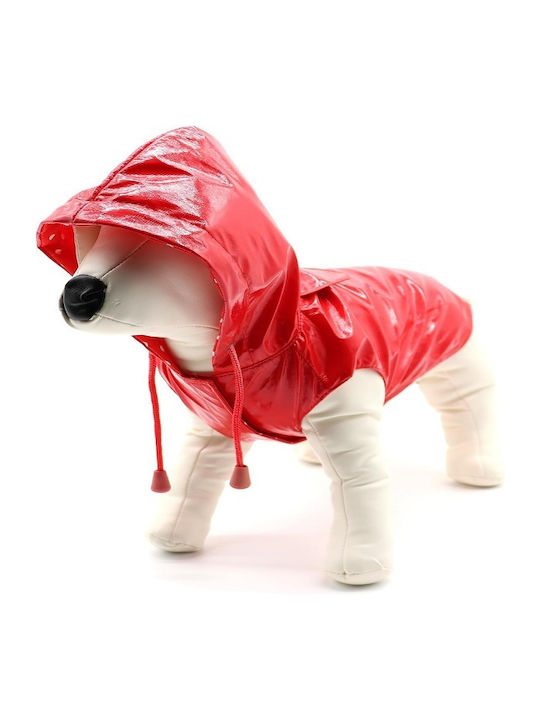 Croci Raindrop Cherry Hundemantel Wasserdicht Kapuzen Rot mit Rückenlänge 35 cm.