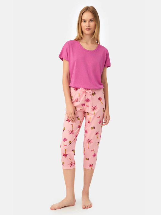 Minerva Sommer Damen Pyjama-Hose Pink