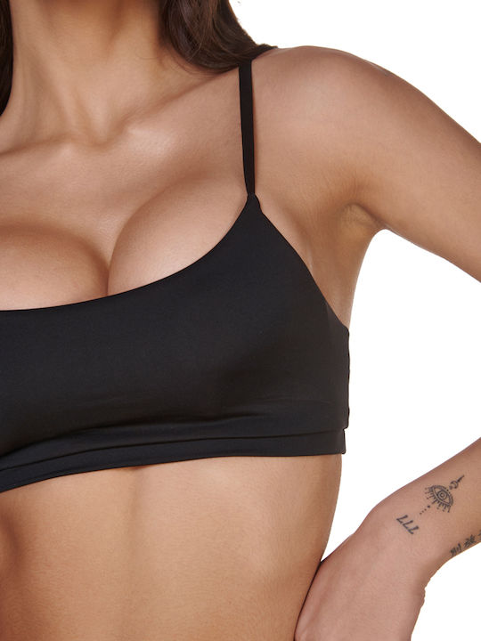 Sports Bra Bikini Top with Detachable & Adjustable Straps Black
