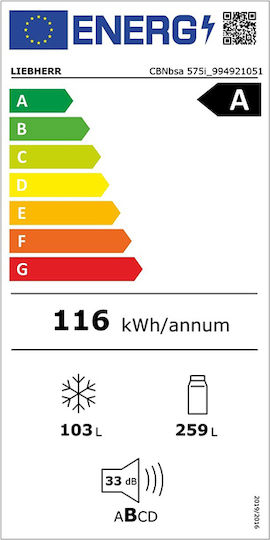 Liebherr 362лт NoFrost В201.5xШ59.7xД67.5см. Сив Prime BioFresh