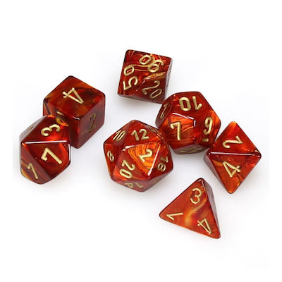 Chessex Scarab Mini-Polyhedral Dice Scarlet/Gold 7τμχ