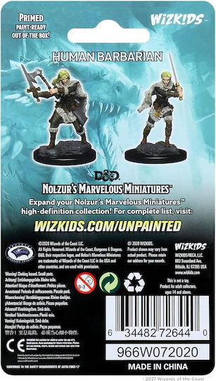 WizKids Dungeons & Dragons Nolzur's Marvelous Miniatures Unpainted Figures : Human Barbarian Female - Wave 1 2τμχ 2τμχ
