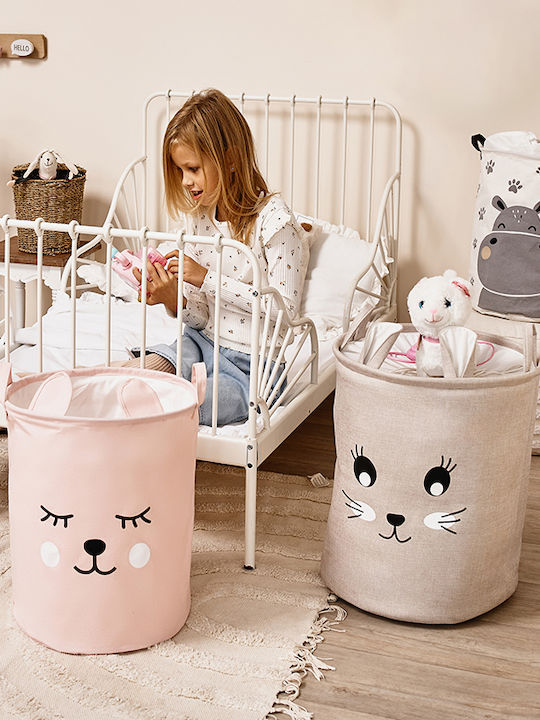 Sipo Children's Folding Laundry Basket made of Fabric Pink 35x35x45cm 1pcs