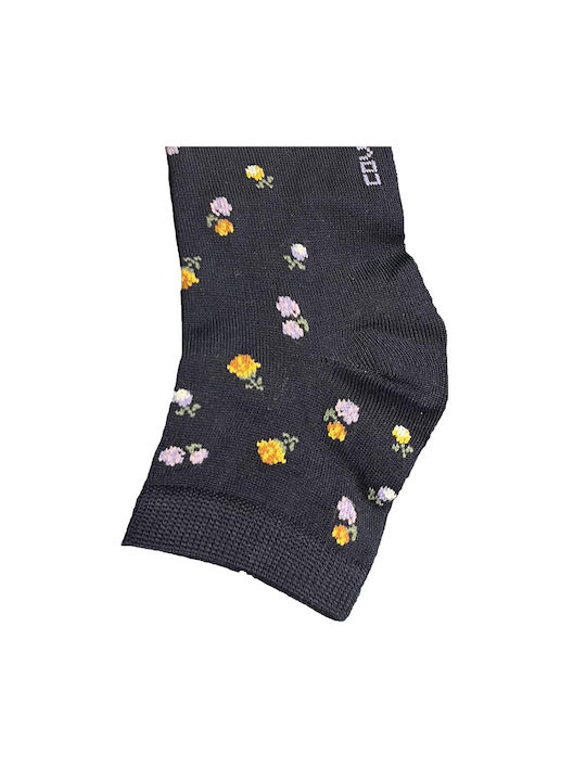 Enrico Coveri Women's Socks Blue-Yellow Floral Design