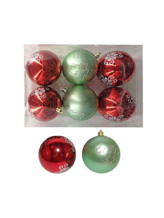 XMASfest Ornament de Crăciun Bilă Plastic Multicolor cu Pulbere de Aur cu Paiete 8buc Set 6buc