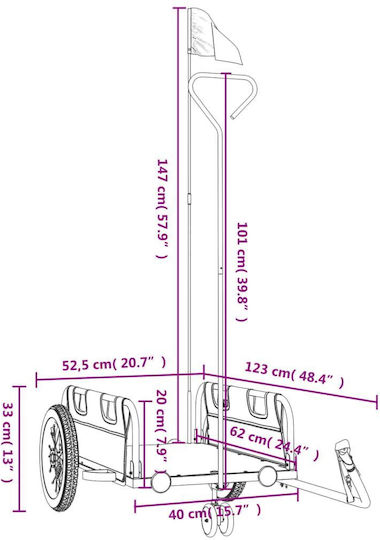 Vidaxl Anhänger Fahrradzubehör Orange Oxford Eisen