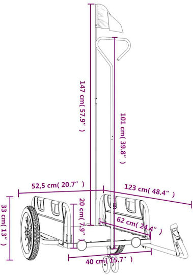 Vidaxl Anhänger Fahrradzubehör Rotes Oxford Stoff Eisen