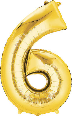 Balloon Foil Jumbo Number 6 Gold 86cm