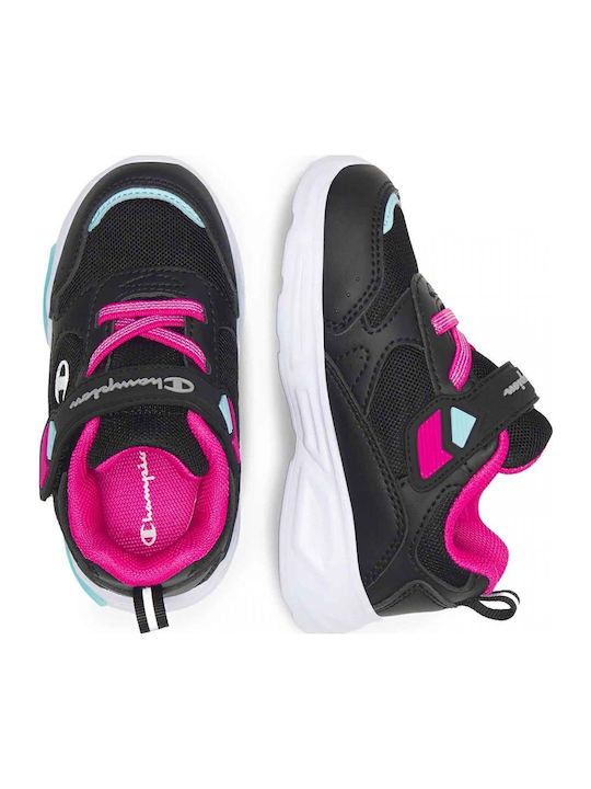 Wave Αθλητικά Παιδικά Παπούτσια Running με Σκρατς Μαύρα