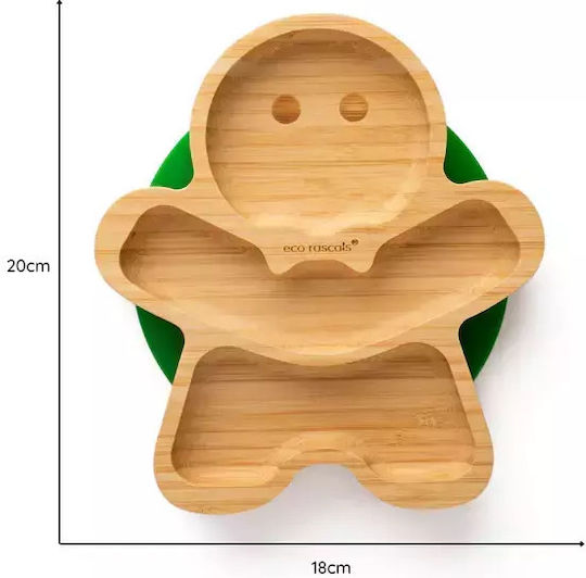 Eco Rascals Παιδικό Πιάτο Φαγητού από Bamboo Πράσινο