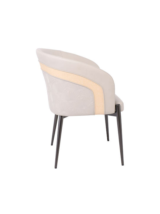 Lena Dining Room Artificial Leather Chair Beige / Black 60x60x80cm