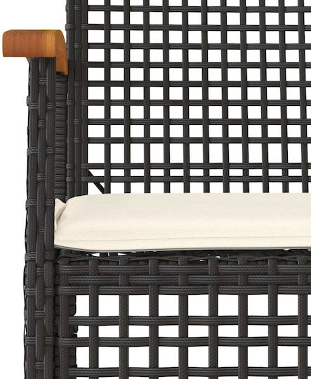 Outdoor-Stuhl Rattan Black mit Kissen 2Stück 46.5x49x85εκ.