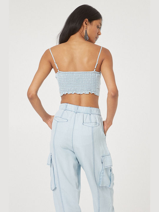 BSB Women's Crop Top with Straps Light Blue