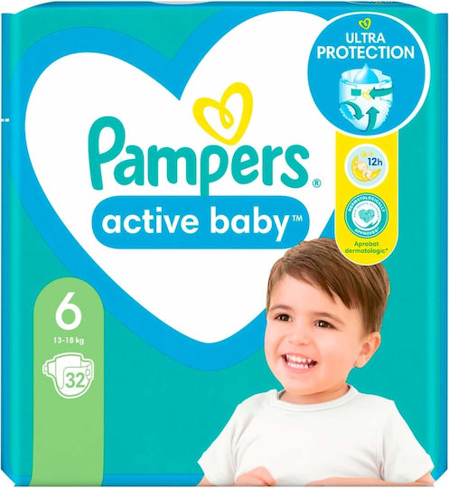 Pampers Tape Diapers Active Baby No. 6 for 13-18kg 32pcs
