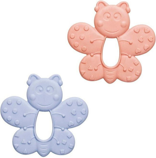 Saro Little Butterflies Beißring Zahnen Linderung aus Silikon für 6 m+ Rosa/Minze