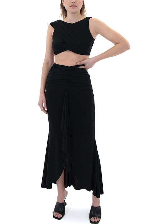 Γυναικείο Crop Top Αμάνικο Μαύρο