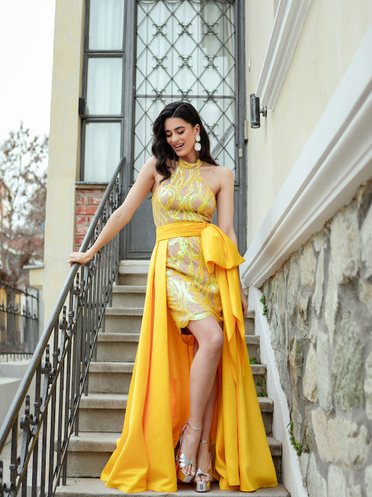 RichgirlBoudoir Midi Βραδινό Φόρεμα Κίτρινο