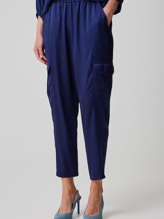 Bill Cost Women's Satin Cargo Trousers Blue