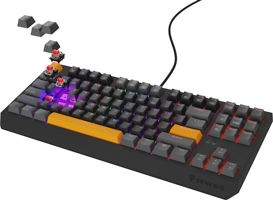 Genesis Thor 230 TKL Gaming Mechanical Keyboard Tenkeyless with Outemu Red switches and RGB lighting (English US) Anchor Gray Positive