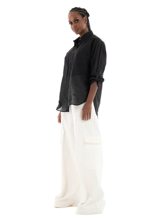 Hugo Boss Women's Fabric Trousers in Relaxed Fit White