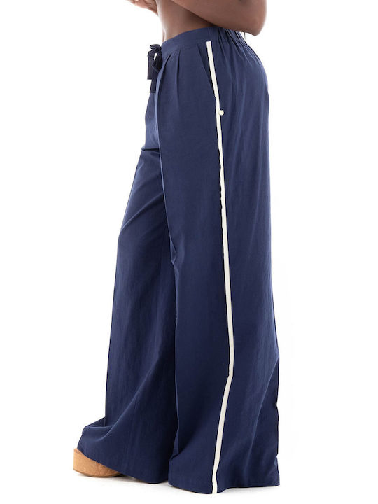 Scotch & Soda Women's High-waisted Fabric Trousers Navy Blue