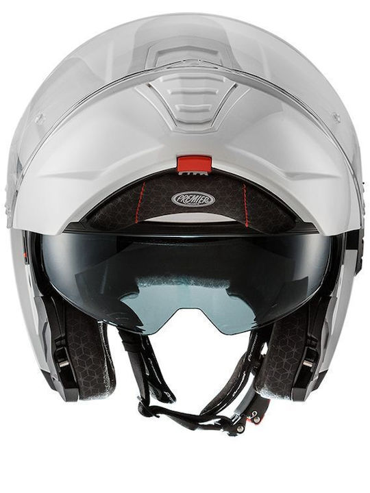 Premier Genius Evo U8 White Motorcycle Helmet Flip-Up ECE 22.06 1650gr with Pinlock