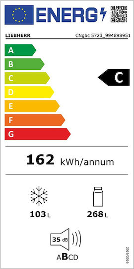 Liebherr Kühl-Gefrierkombination 371Es NoFrost H201.5xB59.7xT68.2cm. Schwarz Plus