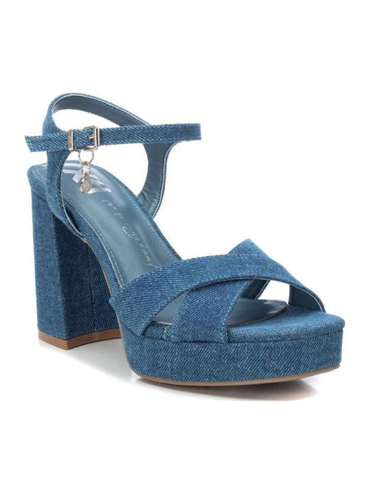 Stoff Sandalen Blau