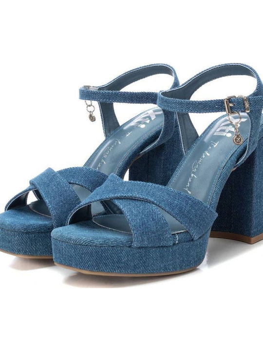 Stoff Sandalen Blau