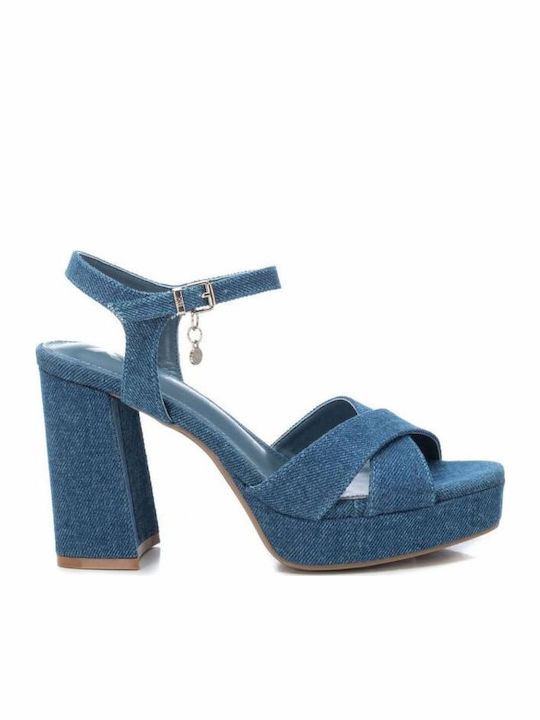 Stoff Sandalen Blau