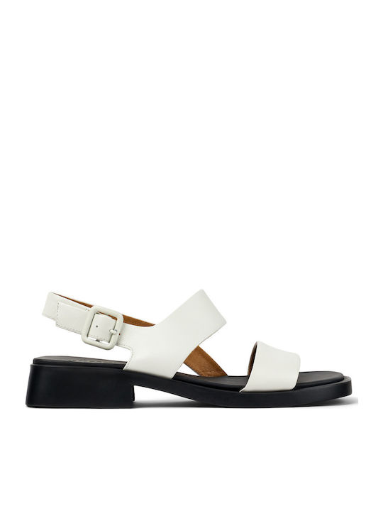 Dana Leather Women's Flat Sandals in White Color