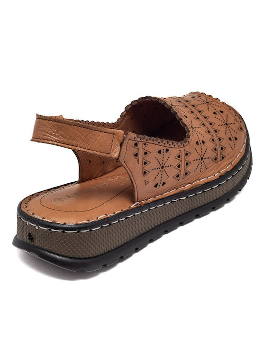 Women's Flat Sandals in Tabac Brown Color