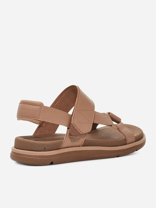 Madera Leather Women's Flat Sandals Sporty Brown