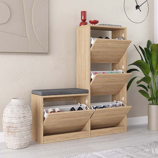 Dude Wooden Shoe Organizer Natural Beech 104.8x26x118.5cm