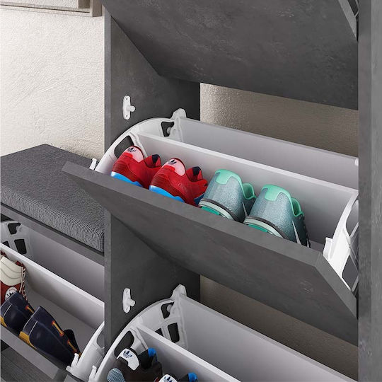 Dude Wooden Shoe Organizer Retro Grey 104.8x26x118.5cm