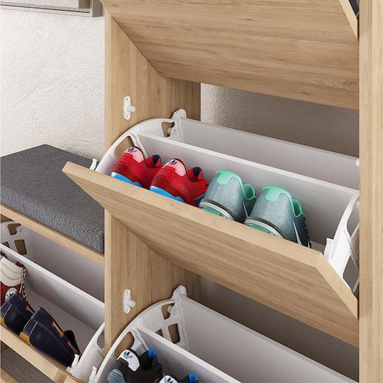 Dude Wooden Shoe Organizer Natural Beech 104.8x26x118.5cm