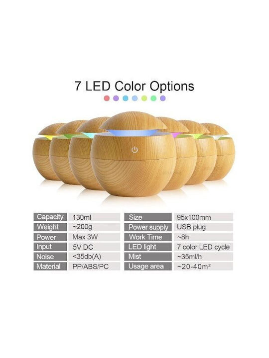 Ultraschall Aromatherapie Led Diffusor Ball Luftbefeuchter 130ml Braun
