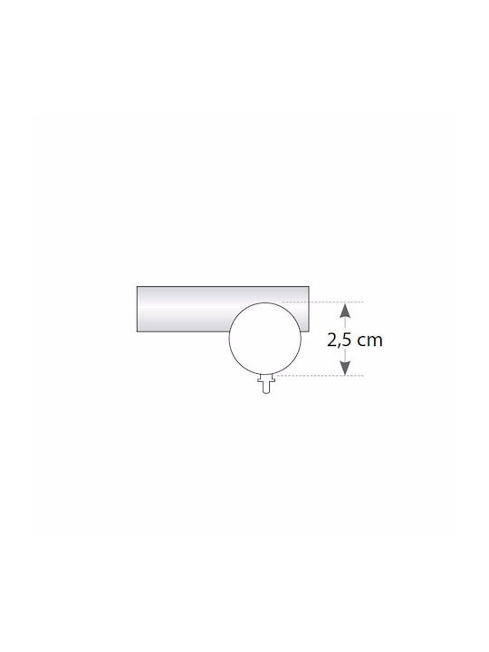 Metallic Curtain Pole Soleil S1 Single Diameter 25mm Length 160cm Nickel Color