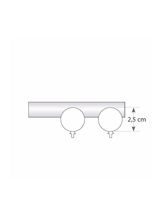 Metallic Curtain Pole Soleil Tapo Single Diameter 25mm Length 160cm Nickel Color 8