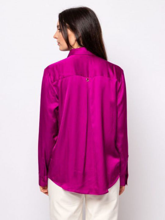 Heavy Tools Women's Satin Long Sleeve Shirt Purple