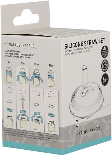 Marcus & Marcus Silicone Baby Replacement Straw for 6+ months White