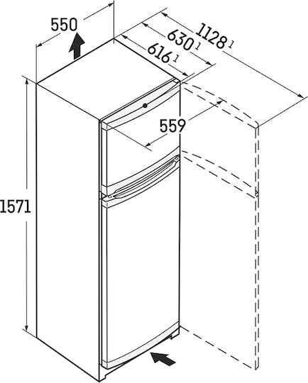 Liebherr Ψυγείο Δίπορτο 234lt Υ140.1xΠ55xΒ63εκ. Inox CTele 2531