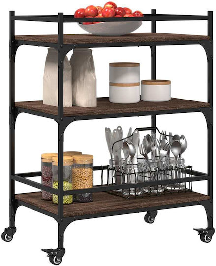 vidaXL Τρόλεϊ Κουζίνας Ξύλινο 3 Θέσεων Καφέ 65x40x86.5cm