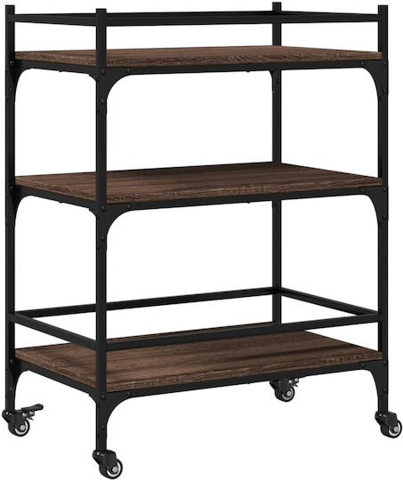 vidaXL Τρόλεϊ Κουζίνας Ξύλινο 3 Θέσεων Καφέ 65x40x86.5cm
