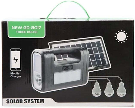 Solares Beleuchtungssystem GD-Lite 8017 mit 3 LED-Lampen + XL-Akku mit hoher Kapazität