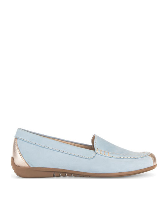 Leather Women's Loafers in Blue Color