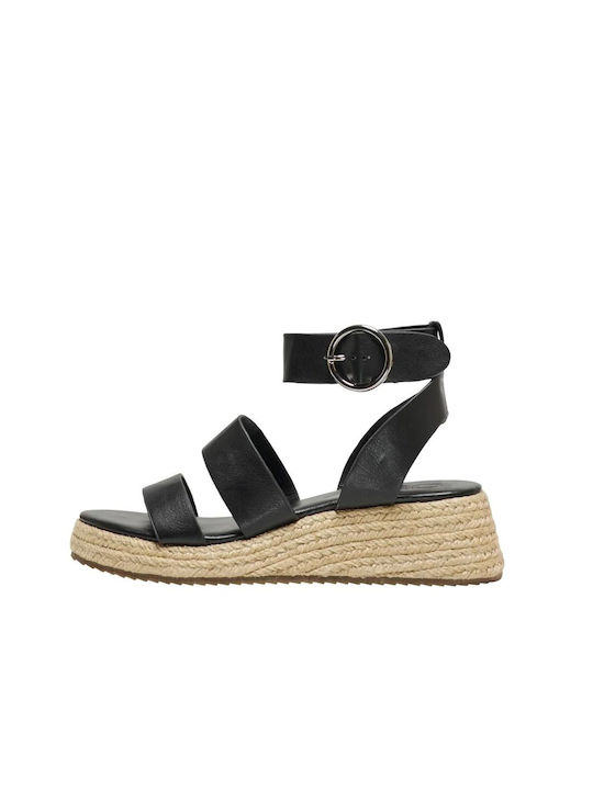 Only Platforme dama în stil espadrile Negre