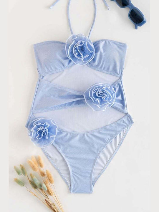 Badeanzug mit Öffnungen Hellblau