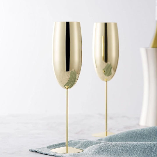 Quasar Set de Pahare de sampanie din Oțel Inoxidabil în Culoare Gri Fără Colțuri 260ml 4buc