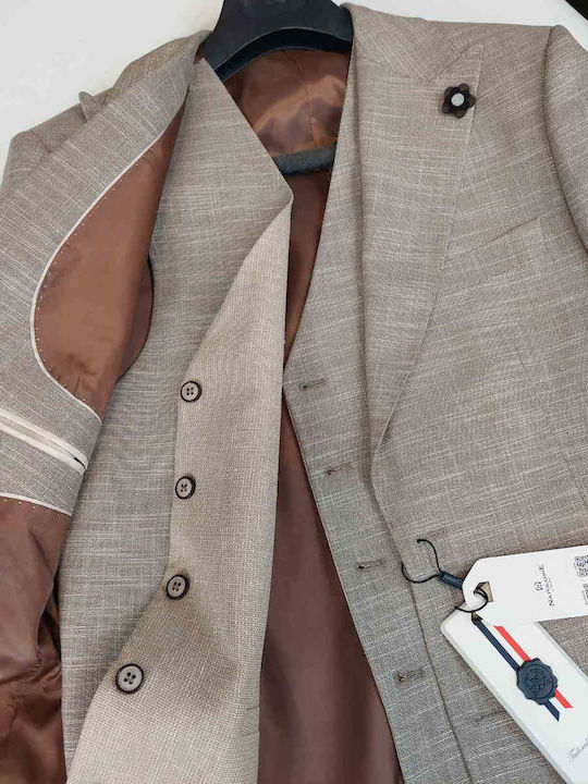 Costum Bărbați Cu vestă Beige